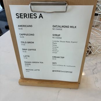 Series A Coffee - Menu (Jul 2026) - Coffee & Tea Near Me - Beverly Hills, California