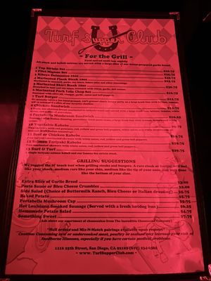 Menu photo 1 Turf Supper Club San Diego, CA Menu photo 1 Turf Supper Club San Diego, CA