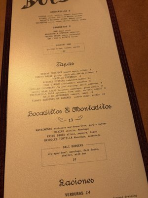 Menu photo 3 Bar Dalí Baltimore, MD