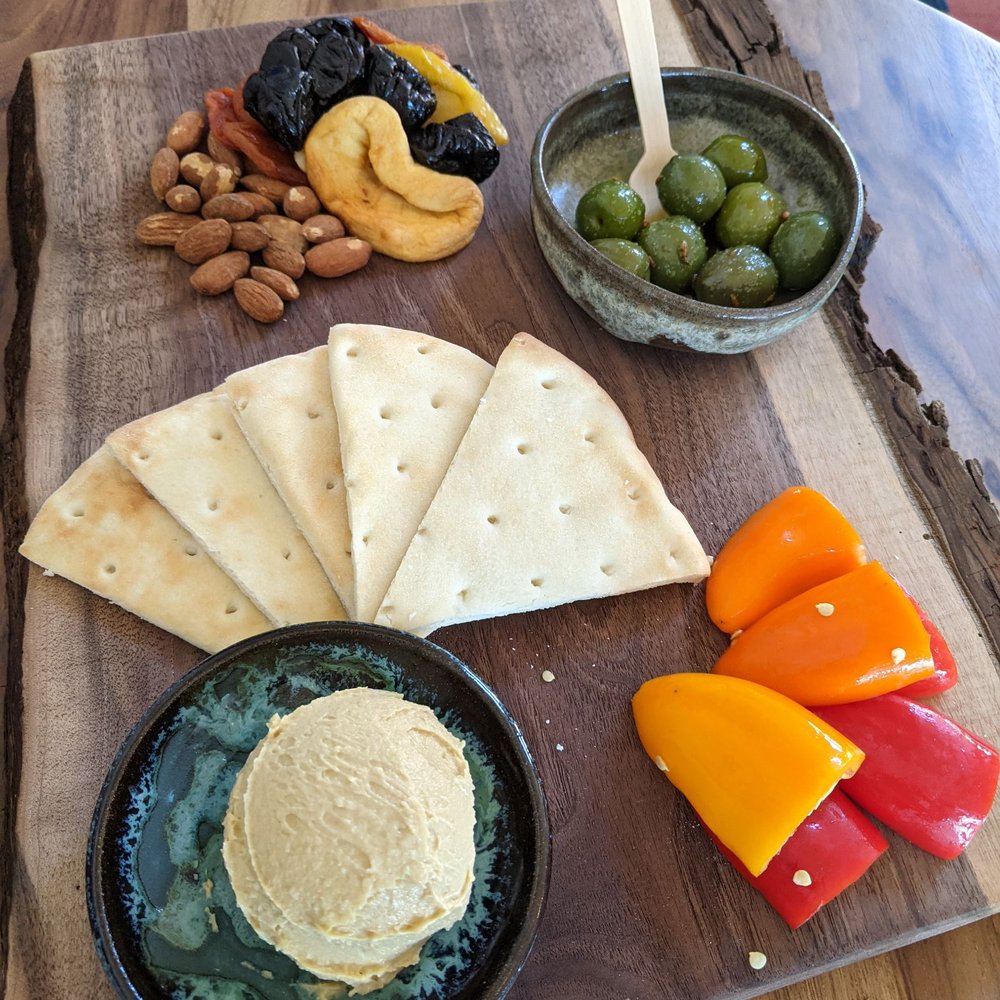Brook & Bull Cellars - Mediterranean plate - snacks for your wine tasting! - Wine Tasting Room Near Me