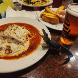 Original Santos Wood Fired Pizza - Swampy like Cold Draft Beer and Tasty Lasagna. Swampy says he will Be BACK!