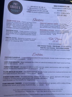 Menu photo 4 Pat and Gracie's Columbus, OH