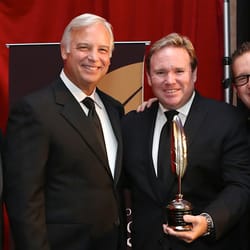 Peak Performance Martial Arts - Master Schill receiving his Quilly Award from the National Academy of Best Sellers with co author Jack Canfield