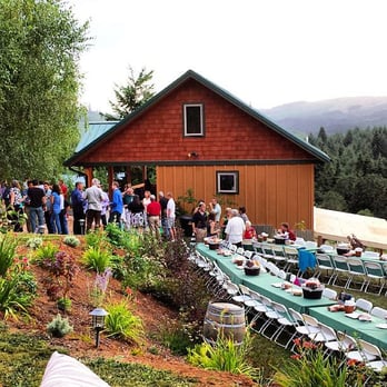 Brigadoon Wine Company - Brigadoon 'patio' area set up for 100 person rehearsal dinner. - Wineries Near Me - Junction City, Oregon