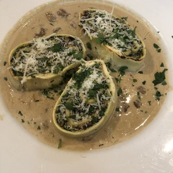 Piatti - Wild Mushroom Rotolo, Ricotta, Spinach, Porcini Mushroom Cream - Italian Near Me - La Jolla, California