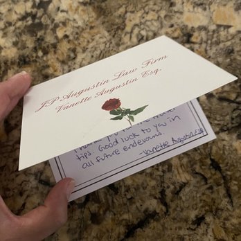 JP Augustin Law Firm - She sent me a thank you note! What a nice touch - Divorce & Family Law Near Me - Orlando, Florida JP Augustin Law Firm - She sent me a thank you note! What a nice touch - Divorce & Family Law Near Me - Orlando, Florida