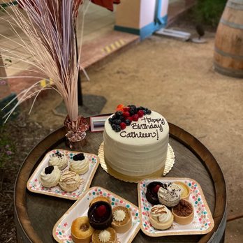 Carruth Cellars - a cake and pastries on a barrel - Wineries Near Me - Solana Beach, California Carruth Cellars - a cake and pastries on a barrel - Wineries Near Me - Solana Beach, California