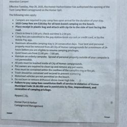 Homer Municipal Campground - More rules