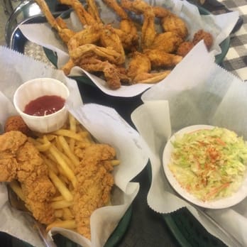 Flying Fish - Frog legs, chicken strips, and cole slaw. - Seafood Near Me - Bentonville, Arkansas Flying Fish - Frog legs, chicken strips, and cole slaw. - Seafood Near Me - Bentonville, Arkansas