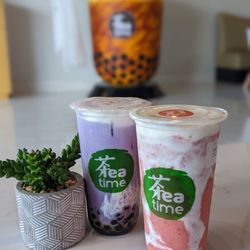 Tea Time - Left: ube creme brulee fantasy Right: strawberry snow