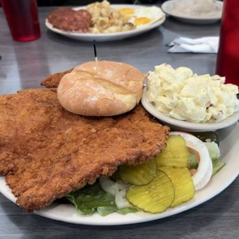Hoosier Cafe - Breaded Tenderloin Sandwich, 2 Eggs and Corned Beef Hash Breakfast - Breakfast & Brunch Near Me - Chandler, Arizona Hoosier Cafe - Breaded Tenderloin Sandwich, 2 Eggs and Corned Beef Hash Breakfast - Breakfast & Brunch Near Me - Chandler, Arizona