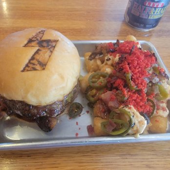Thunder Bacon Burger - Thunderkush burger with Dirty Thunder style Tots. - Burgers Near Me - Tucson, Arizona Thunder Bacon Burger - Thunderkush burger with Dirty Thunder style Tots. - Burgers Near Me - Tucson, Arizona