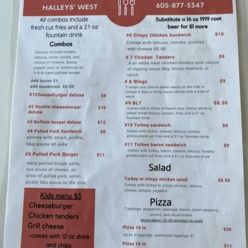 Halleys West - Their menu as of June16, 2021 - American Near Me - Keystone, South Dakota Halleys West - Their menu as of June16, 2021 - American Near Me - Keystone, South Dakota