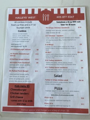 Menu photo 4 Halleys West Keystone, SD Menu photo 4 Halleys West Keystone, SD
