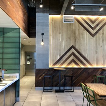Shake Shack The School Yard - Cool wood feature wall in the dining area - Fast Food Near Me - Sandy, Utah