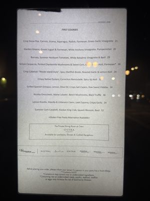 Menu photo 2 Ostra Boston, MA Menu photo 2 Ostra Boston, MA