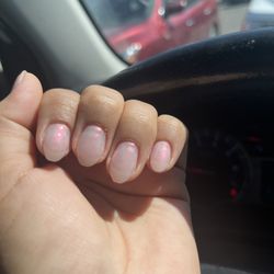 Alpha Nails and Spa - This was in the car right after I left the salon. These nails are so janky and look like they are weeks old.