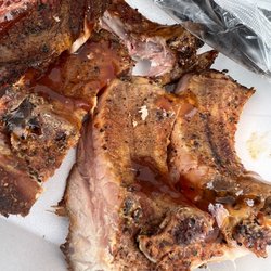 Double JJ BBQ - The rib are so meaty we went with the spicy sauce.