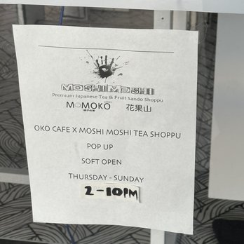 Moshi Moshi Tea Shoppu - Soft Opening sign - Coffee & Tea Near Me - Gardena, California