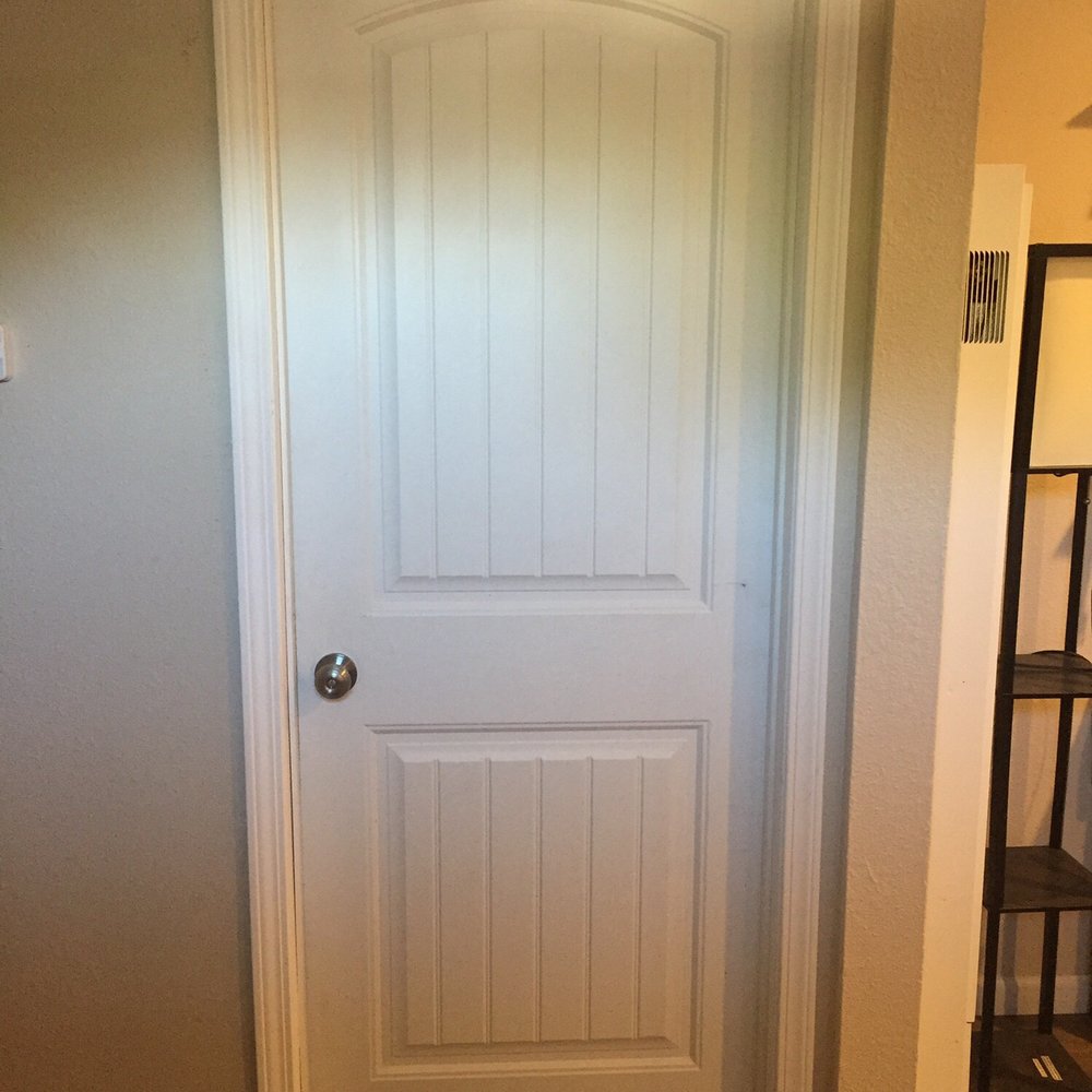 Replace trim on left side of door.
