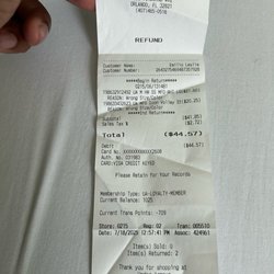 Under Armour Factory House - Return receipt