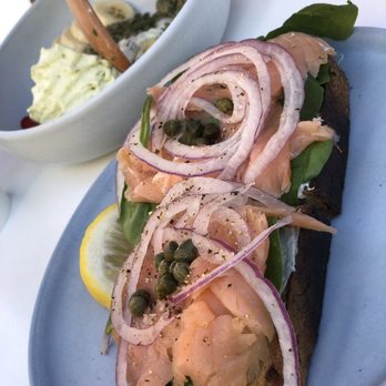 Arvo Café - Smoked Salmon toast - and the matcha pudding - both were amazing - Cafes Near Me - Honolulu, Hawaii