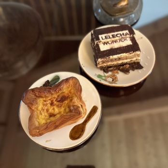 Lelecha - Egg custard Tiramisu (cut away 1/3, it's larger than that) - Bubble Tea Near Me - Rowland Heights, California Lelecha - Egg custard Tiramisu (cut away 1/3, it's larger than that) - Bubble Tea Near Me - Rowland Heights, California