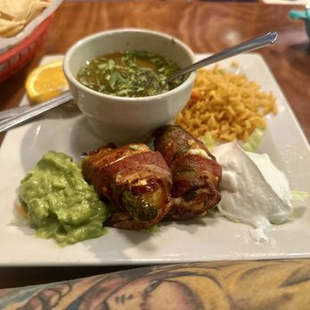 Rancho Grande - Lunch bacon wrap  & charros. Perfect size! - Mexican Near Me - Conroe, Texas