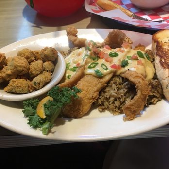 Razzoo's Cajun Cafe - Jalapeño catfish w/fried okra - Cajun/Creole Near Me - Spring, Texas