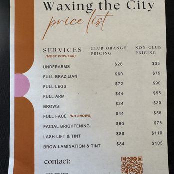 Waxing The City - Price list - Waxing Near Me - San Jose, California