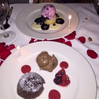 Bouchon - Dessert. Molten lava and blueberry upside down - French Near Me - Santa Barbara, California