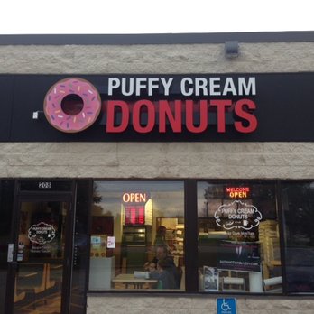 Puffy Cream Donut Plus - Love the doughnut with their sign - Donuts Near Me - Eagan, Minnesota Puffy Cream Donut Plus - Love the doughnut with their sign - Donuts Near Me - Eagan, Minnesota