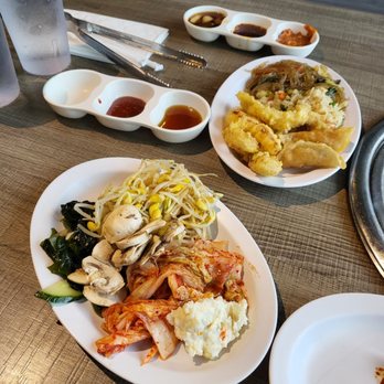 Koreana Grill - All the awesome sides, Jap Chae, fried rice, gyoza - Korean Near Me - Riverside, California