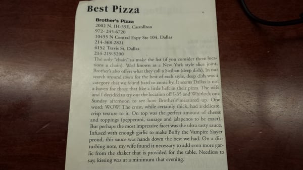 Menu photo 7 Brother's Pizza & Pasta Carrollton, TX
