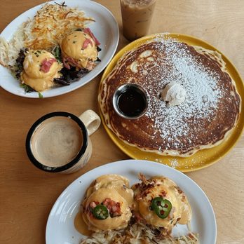 HashTAG - Central Park - Tijuana Benedict, Smoked Salmon Benedict, #Hashtag Hot Cake (large) - Breakfast & Brunch Near Me - Denver, Colorado
