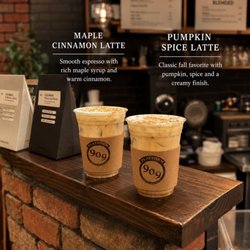 Platform 909 - Fall Menu starts today! Our Maple Cinnamon Syrup is made in-house. For iced lattes, we highly recommend adding cold foam!