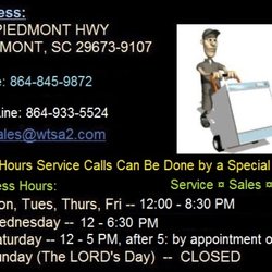 Here's WTSA's store hrs & address. Call us if we don't reply w/in an hr of your message thru YELP as we don't often chk YELP messages.