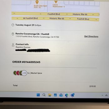 CAVA - Shows when I can pick up my order. Instead had to wait until 9:20 to get it - Mediterranean Near Me - Rancho Cucamonga, California CAVA - Shows when I can pick up my order. Instead had to wait until 9:20 to get it - Mediterranean Near Me - Rancho Cucamonga, California