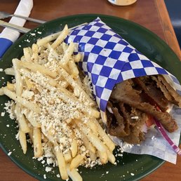 Gyro Pita Sandwich & Greek Fries at Athina Grill