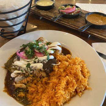 Jose and Sons - J&S Enchiladas Mixtas and Dip Sampler Lunch - New American Near Me - Raleigh, North Carolina Jose and Sons - J&S Enchiladas Mixtas and Dip Sampler Lunch - New American Near Me - Raleigh, North Carolina