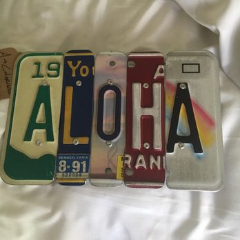 Bamboo Restaurant - Cute little license plate sign we got at attached gallery. - Hawaiian Near Me - Hawi, Hawaii
