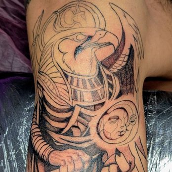 North Ink - Amon Rah black and grey tattoo done by Sonya - Tattoo Near Me - Vancouver, British Columbia