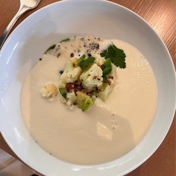 Knife Pleat - Cauliflower soup - French Near Me - Costa Mesa, California Knife Pleat - Cauliflower soup - French Near Me - Costa Mesa, California