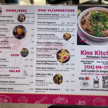Kino Kitchen - Menu as of 6/29/2025 - Bubble Tea Near Me - Kingman, Arizona