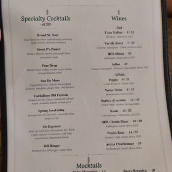 Sweet Ps - Menu - Cocktail Bars Near Me - Richmond, Virginia