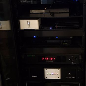 Cinematec Home Theater - Audio Rack. All of our boxes (i.e; Direct TV, DVD, PlayStation etc.) are in one central area, it's great! - Home Theatre Installation Near Me - Corona, California