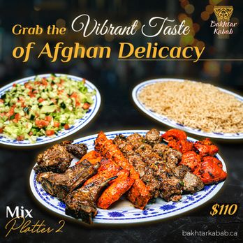 Bakhtar Kabab - three plates of food - Afghan Near Me - Mississauga, Ontario Bakhtar Kabab - three plates of food - Afghan Near Me - Mississauga, Ontario