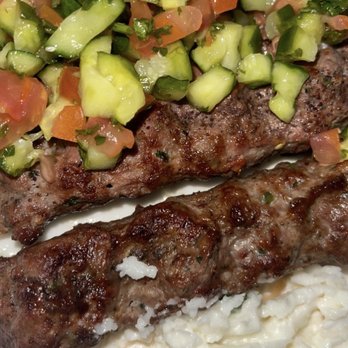 Mazra - toum (fire crack sauce they have it's almost time a paste) with kebab beef - Middle Eastern Near Me - San Bruno, California