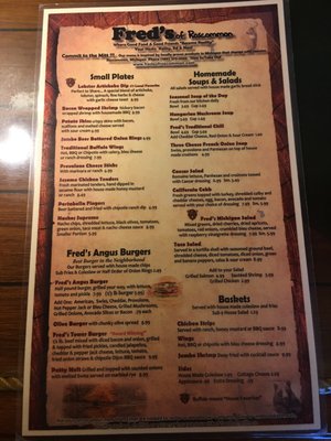 Menu photo 8 Fred's of Roscommon Roscommon, MI