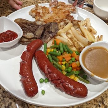 Happy Hong Kong Restaurant - Mixed grilled $23. Tiny piece of chicken and ox tongue extra $3, wieners not jumbo sausages as stated and couple pieces of fries. - Hong Kong Style Cafe Near Me - Richmond, British Columbia Happy Hong Kong Restaurant - Mixed grilled $23. Tiny piece of chicken and ox tongue extra $3, wieners not jumbo sausages as stated and couple pieces of fries. - Hong Kong Style Cafe Near Me - Richmond, British Columbia